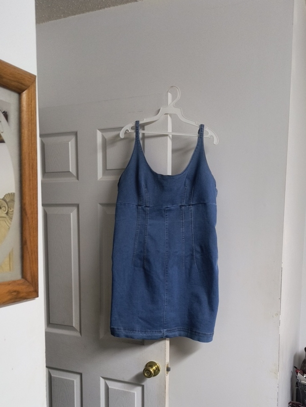Juniors Size XXL No Boundaries Blue Denim-Style Spaghetti Strap Dress